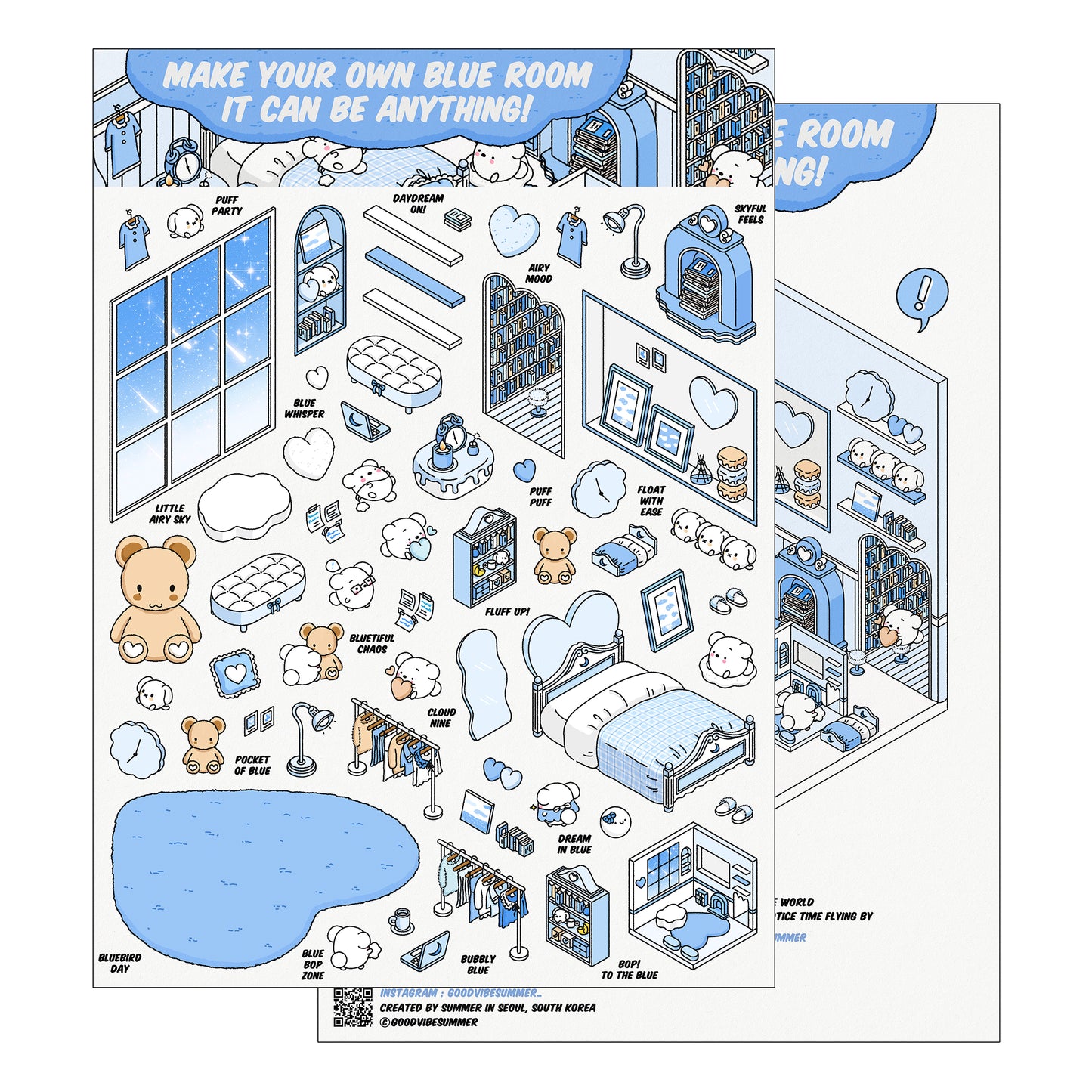 ブルーベアベッドルーム 3xサイズ